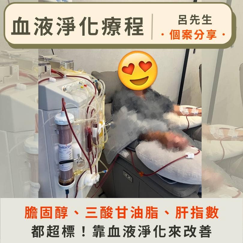 血液淨化後可以有效改善膽固醇/三酸甘油脂/肝指數。